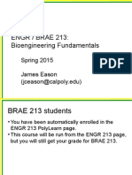 Engr / Brae 213: Bioengineering Fundamentals: Spring 2015 James Eason (Jceason@calpoly - Edu)
