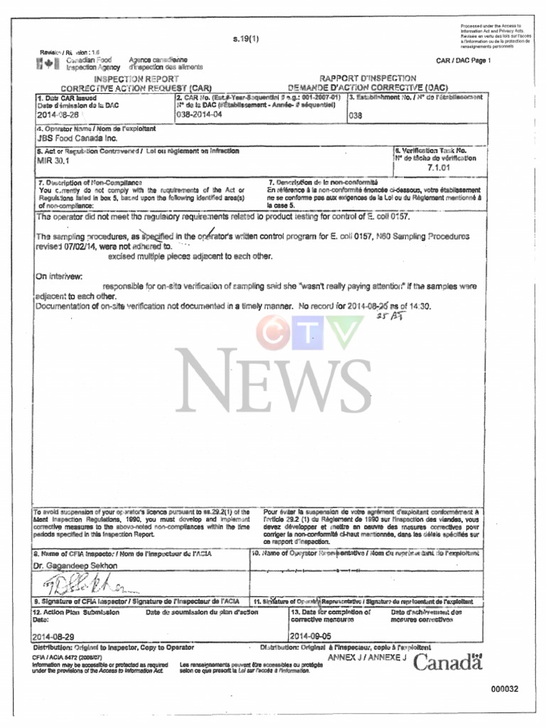 CFIA Documents Door Food Safety