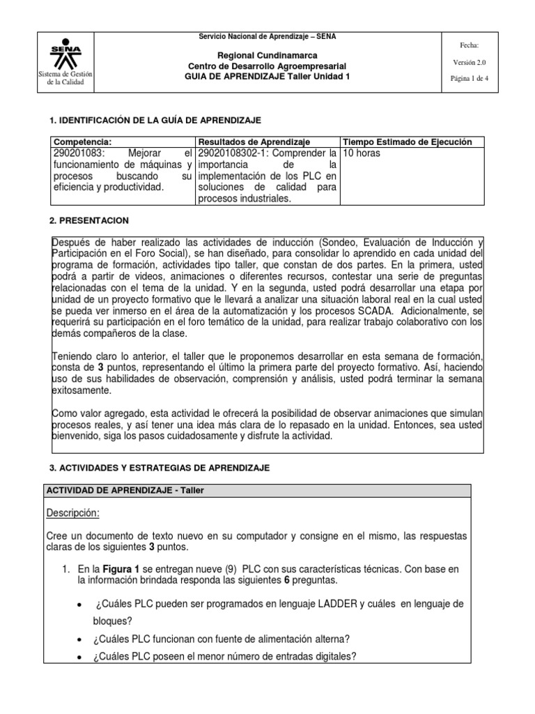 Guía 1 | PDF | Controlador lógico programable | Lenguaje de programación