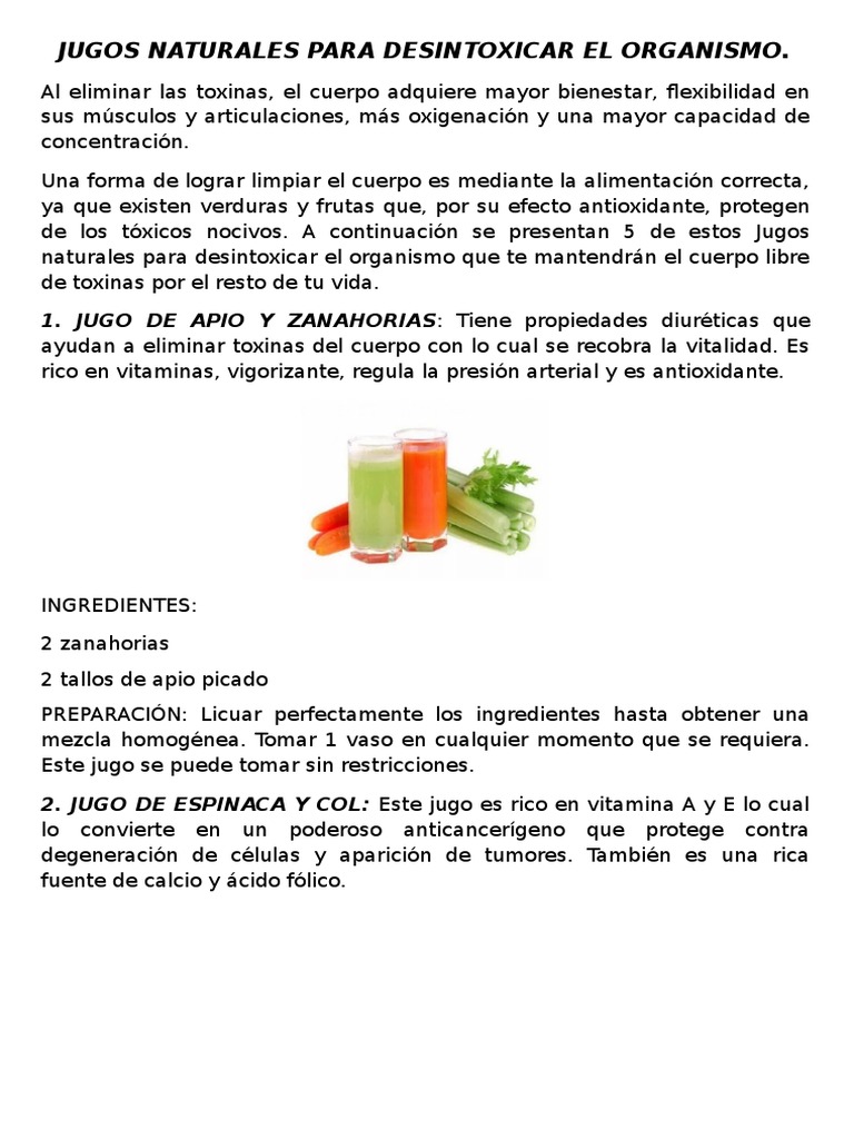 Jugos Naturales para Desintoxicar El Organismo | PDF | Antioxidante | Jugo, image size:768x1024