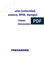 Formulas Para Torno y Fresadora