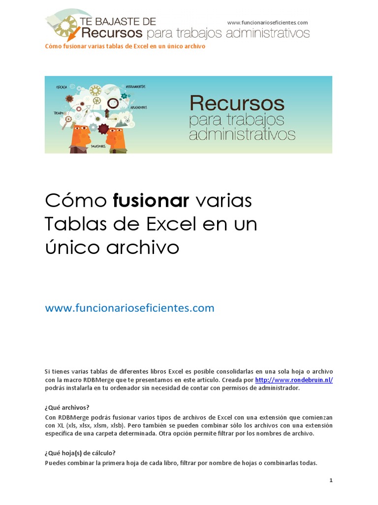 Como Fusionar Tablas en Excel PDF Microsoft Excel Hoja de cálculo