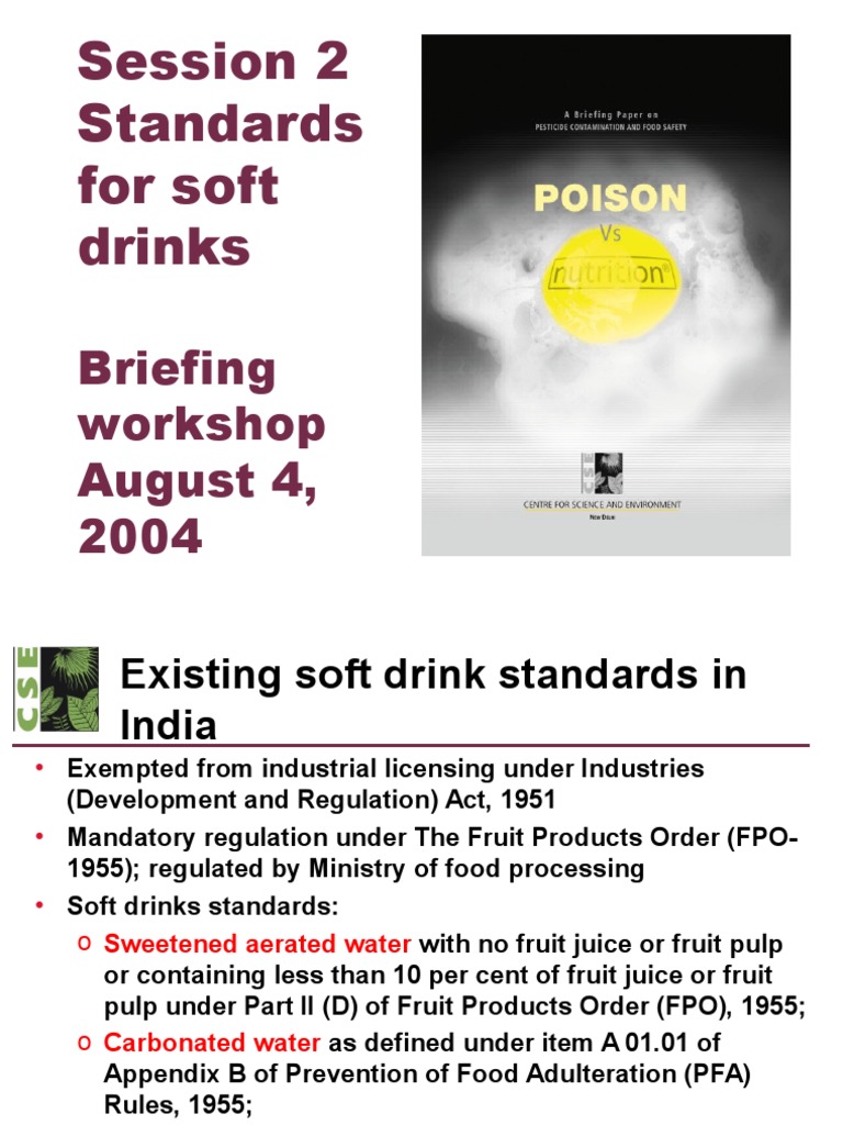 Setting Standards for Pesticide Residues in Soft Drinks PDF