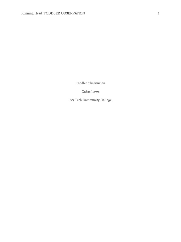Toddler Observation 1 | PDF | Toddler | Adolescence