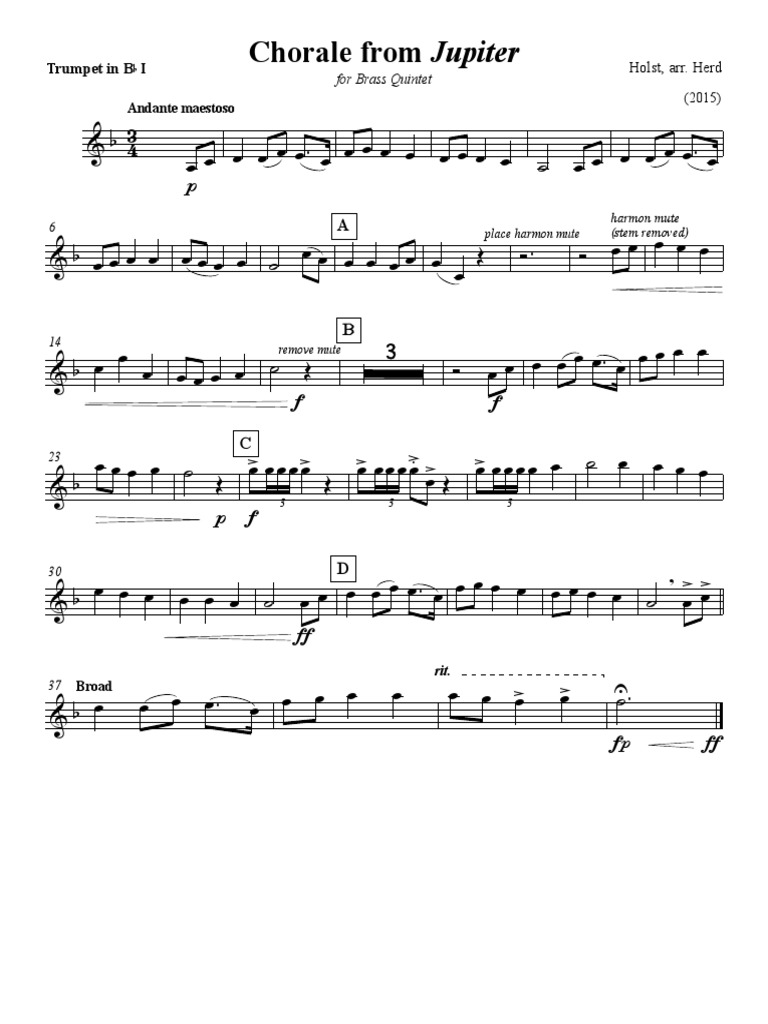 Chorale from Jupiter Trumpet in B I
