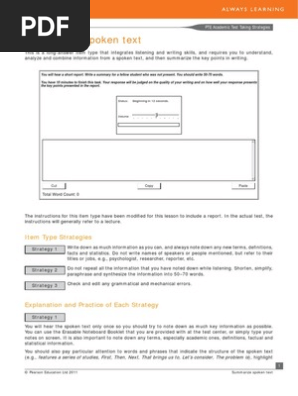 13 Summarize Spoken PTEA Strategies