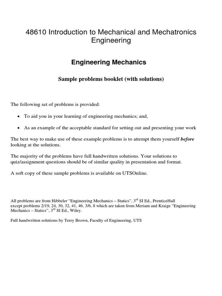 Sample Problems in Engineering Mechanics | PDF | Force | Engineering
