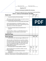 Part I: Literacy Environment Checklist Book Area