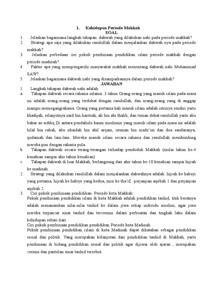 Contoh Soal Sejarah Peradaban Islam