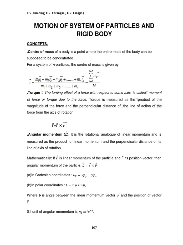 Physics Concepts for Students | PDF | Rotation Around A Fixed Axis ...