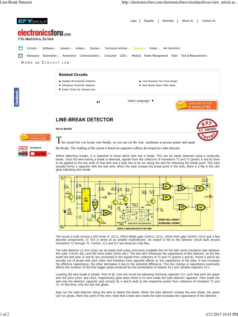 Line Break Detector PDF Detector (Radio) Capacitor