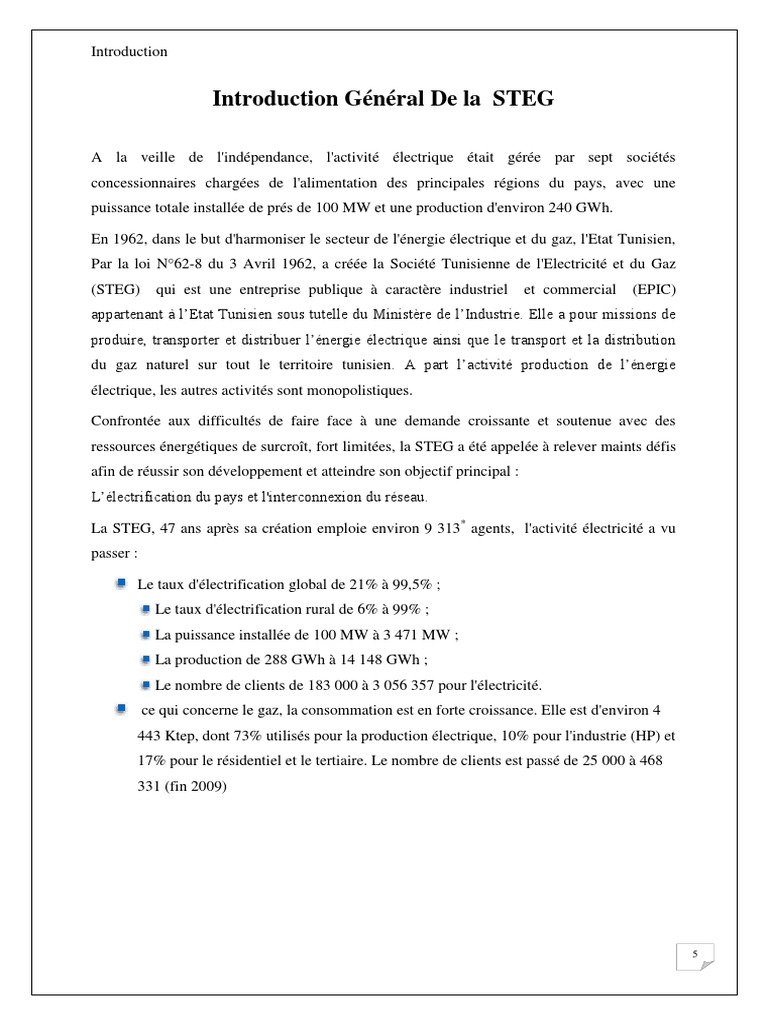 Évolution de la STEG en Tunisie | PDF | Turbine à gaz | Énergie ...