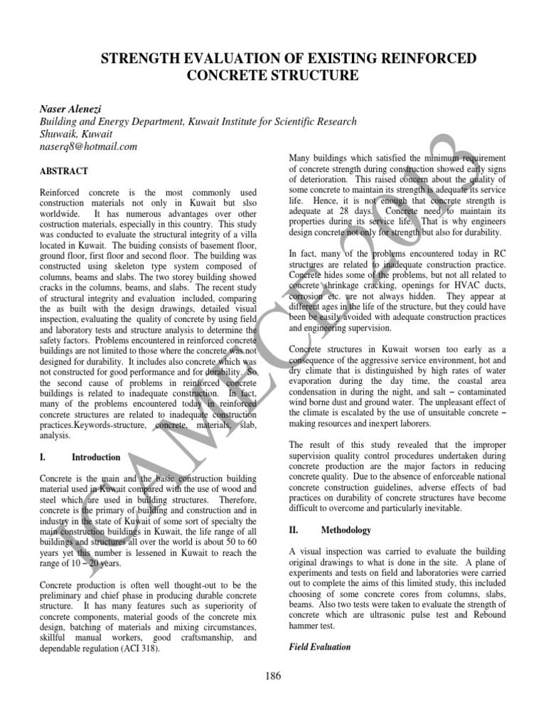 Strength Evaluation of Concrete Structures | PDF | Reinforced Concrete ...