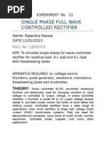 Single Phase Full Wave Controlled Rectifier: Experiment No: 01