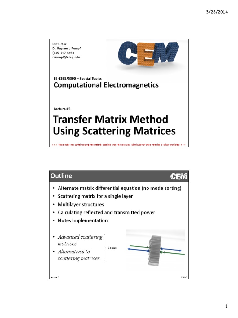 TMM Using Scattering Matrices PDF | PDF | Matrix