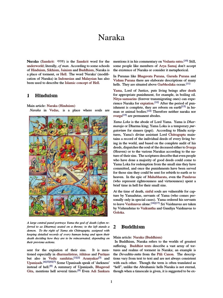 Naraka 1 Hinduism PDF Religious Comparison Hindu Literature