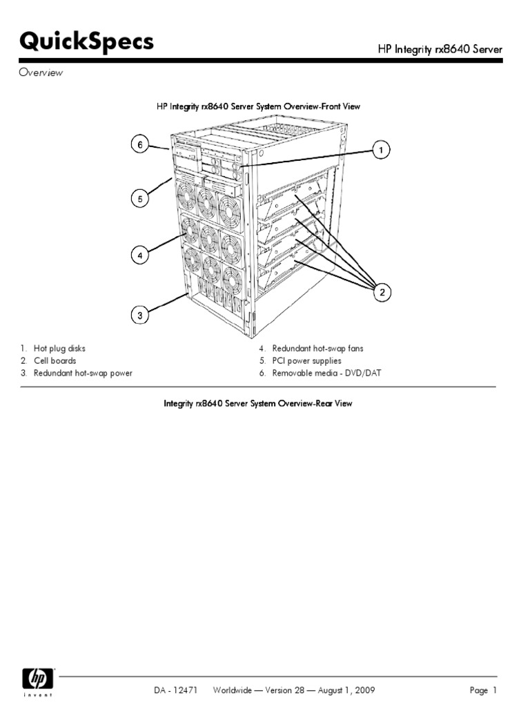 Quickspecs: HP Integrity Rx8640 Server HP Integrity Rx8640 Server HP ...