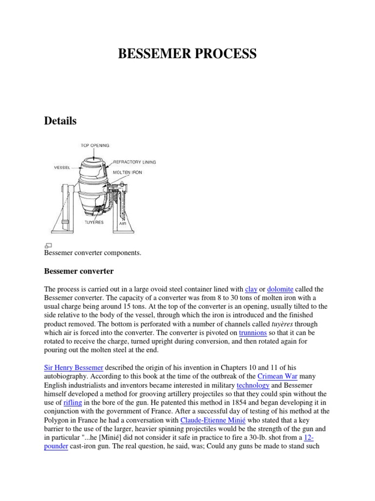 Bessemer Process 2 PDF Industrial Processes Chemical Substances