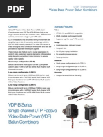 VDP-B Series Single-Channel UTP Passive Video-Data-Power (VDP) Balun Combiners