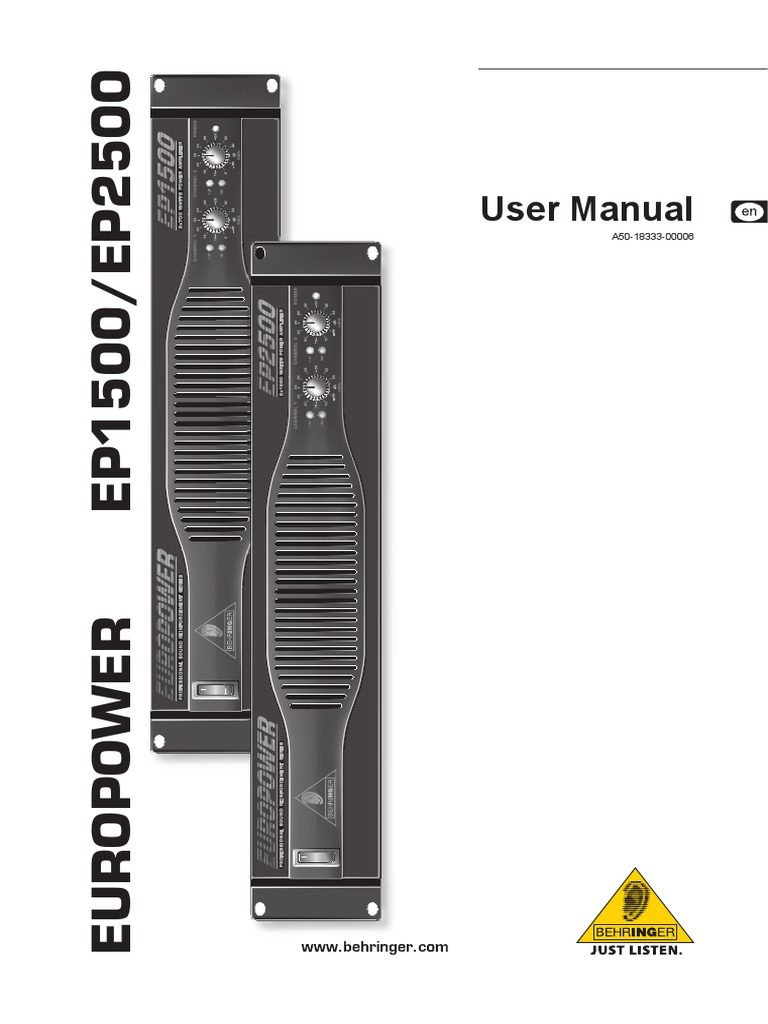 BEHRINGER EP1500 User Guide PDF PDF Amplifier Loudspeaker