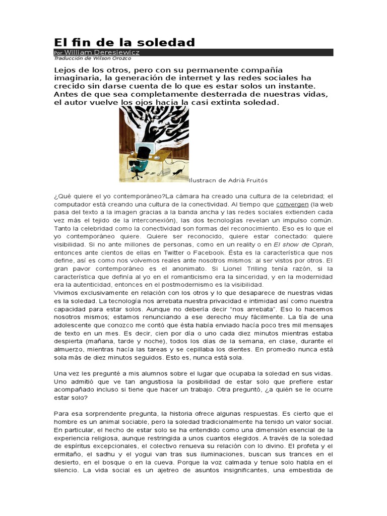 El Fin de La Soledad PDF Soledad