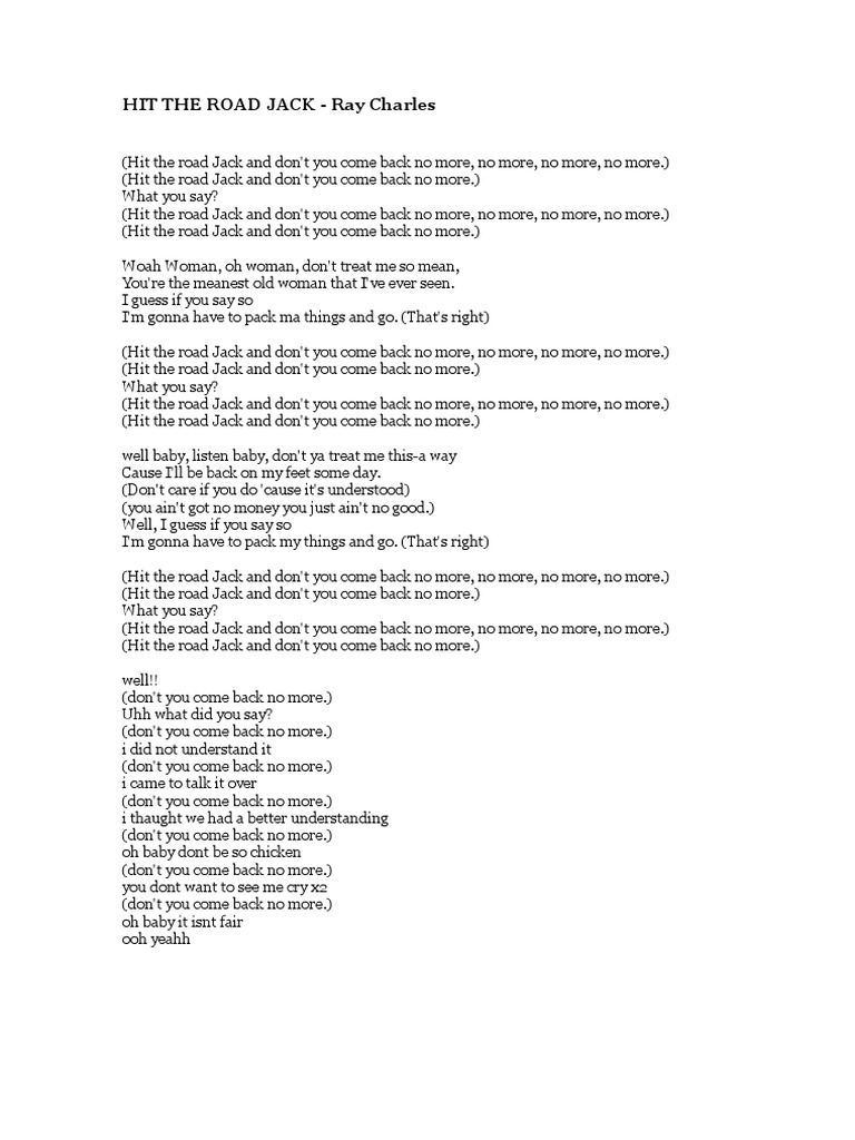 Hit The Road Jack Lyrics