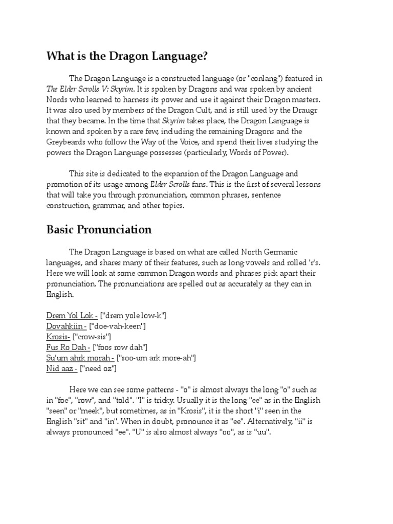 Dragon Language | PDF | Object (Grammar) | Verb