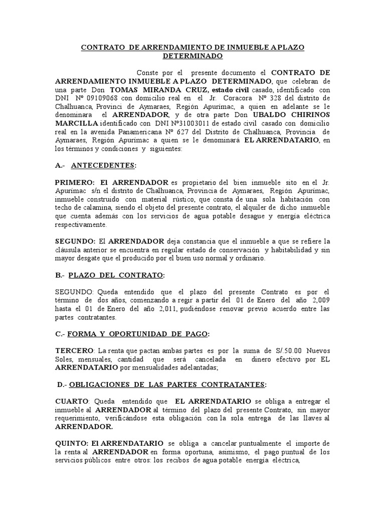 Contrato (Moderno de Arrendamiento) (1) PDF Alquiler Gobierno