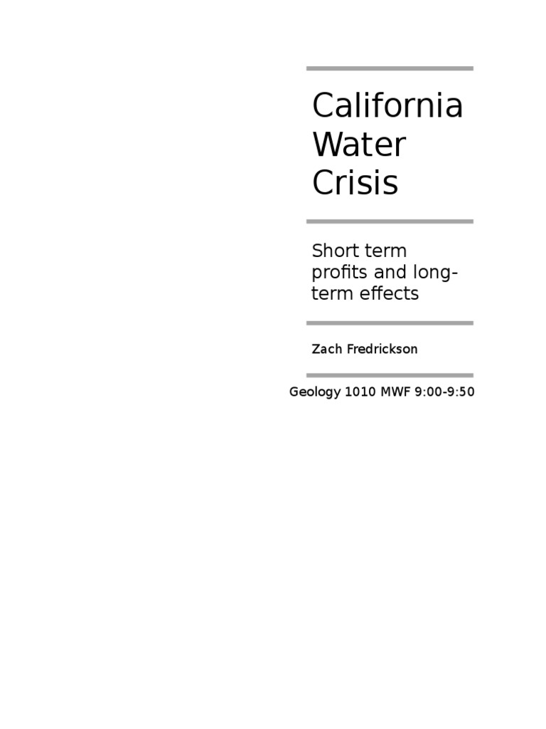 California Water Crisis PDF California Groundwater