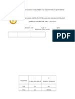 Time Table For Remedial Classes Conducted in ECE Department Are Given Below