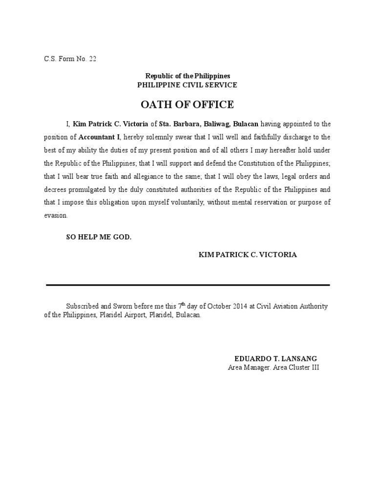 Oath of Office Oath Of Office Cultural Conventions