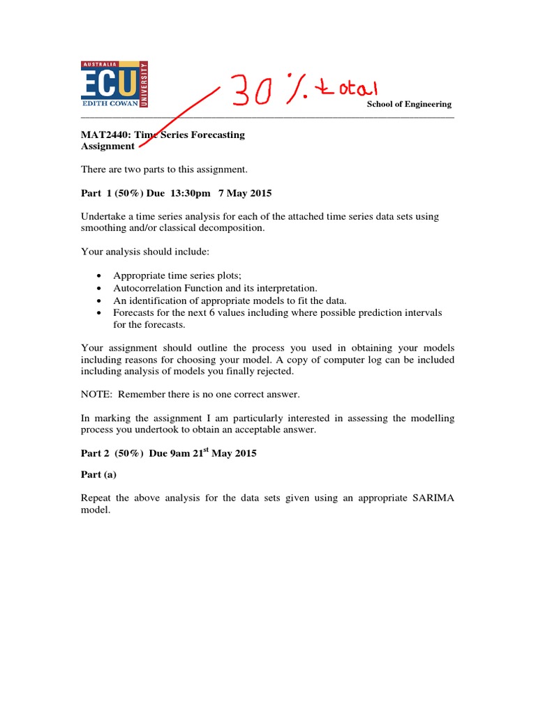 Time Series Forecasting Assignment Guide | PDF | Time Series | Forecasting