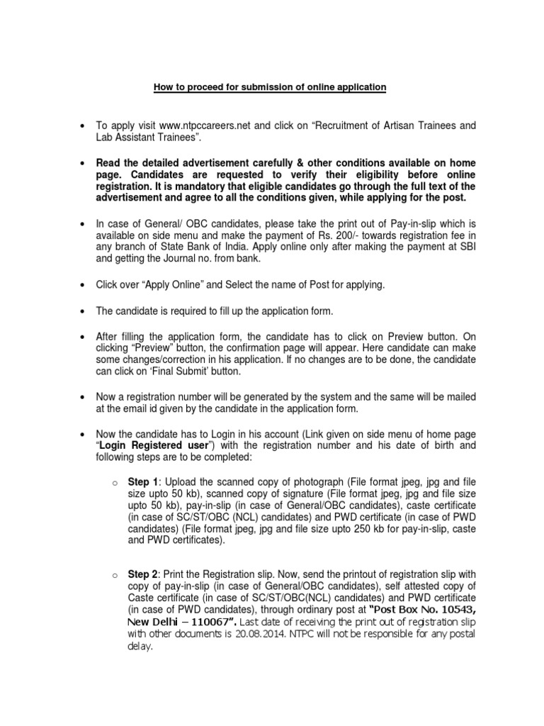 Online Application Submission Guide | PDF