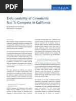 Enforceability of Covenants Not To Compete in California