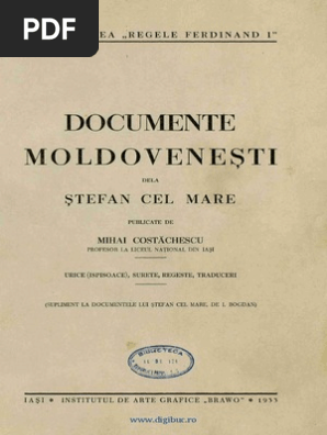 Mihai Costachescu Documente Moldovenesti De La Stefan Cel Mare