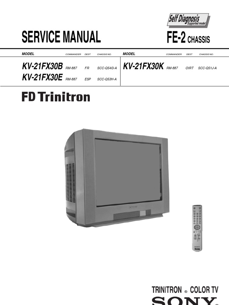Sony Kv-21fx30 Fe-2 Chassis - Service Manual | Cathode Ray Tube | Media  Technology