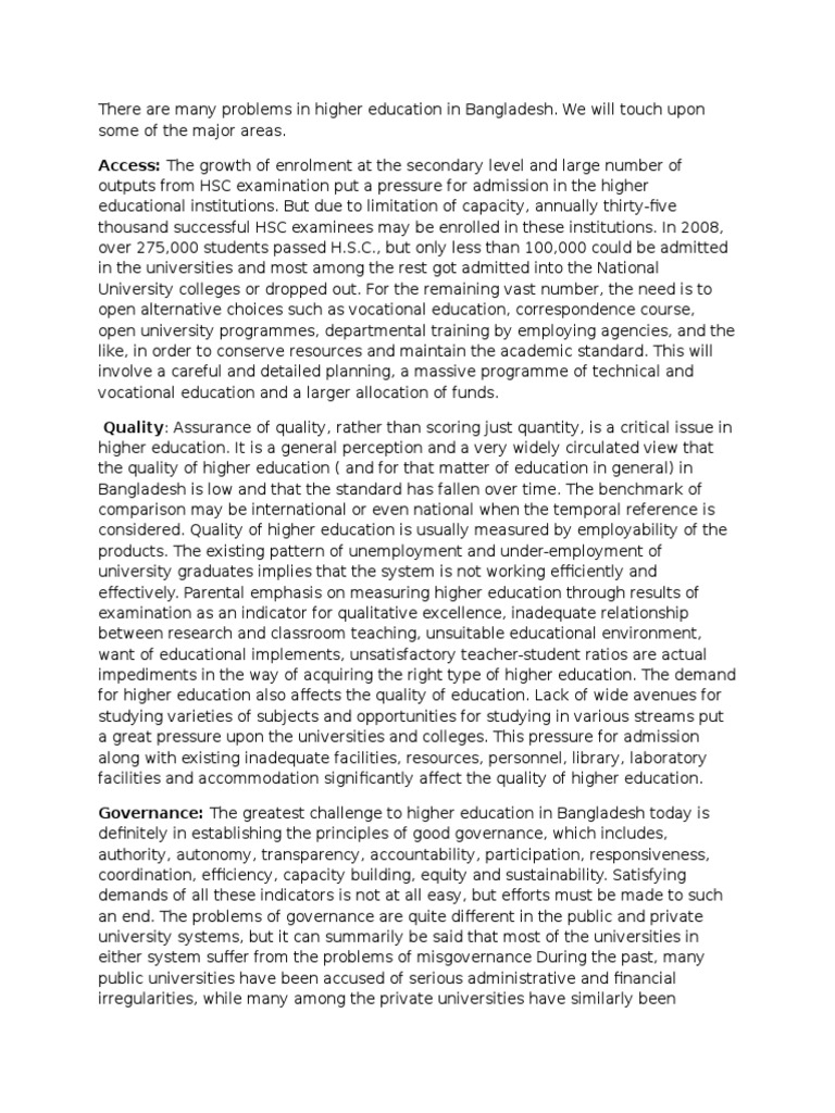 Challenges in Bangladesh's Higher Education | PDF | Higher Education ...