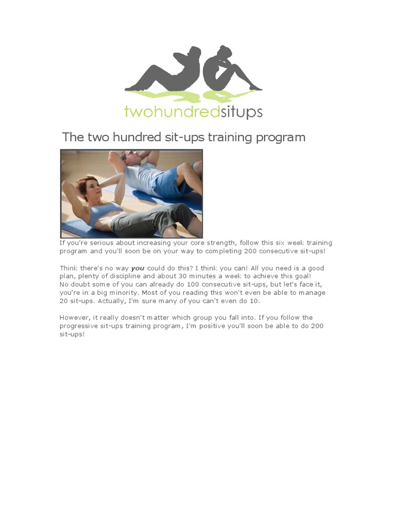 Two Hundred Sit Ups Training Program PDF