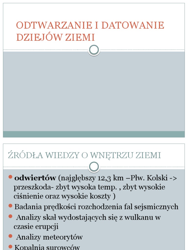 Odtwarzanie I Datowanie Dziejów Ziemi