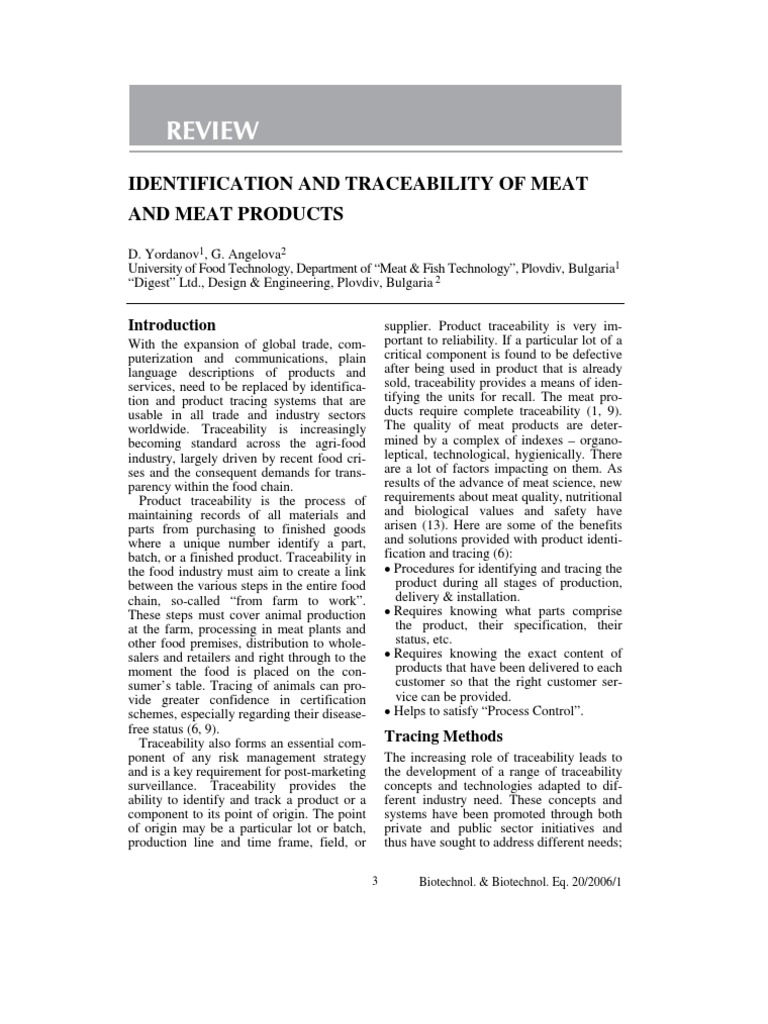 Meat Traceability and Identification Systems | PDF | Single Nucleotide ...
