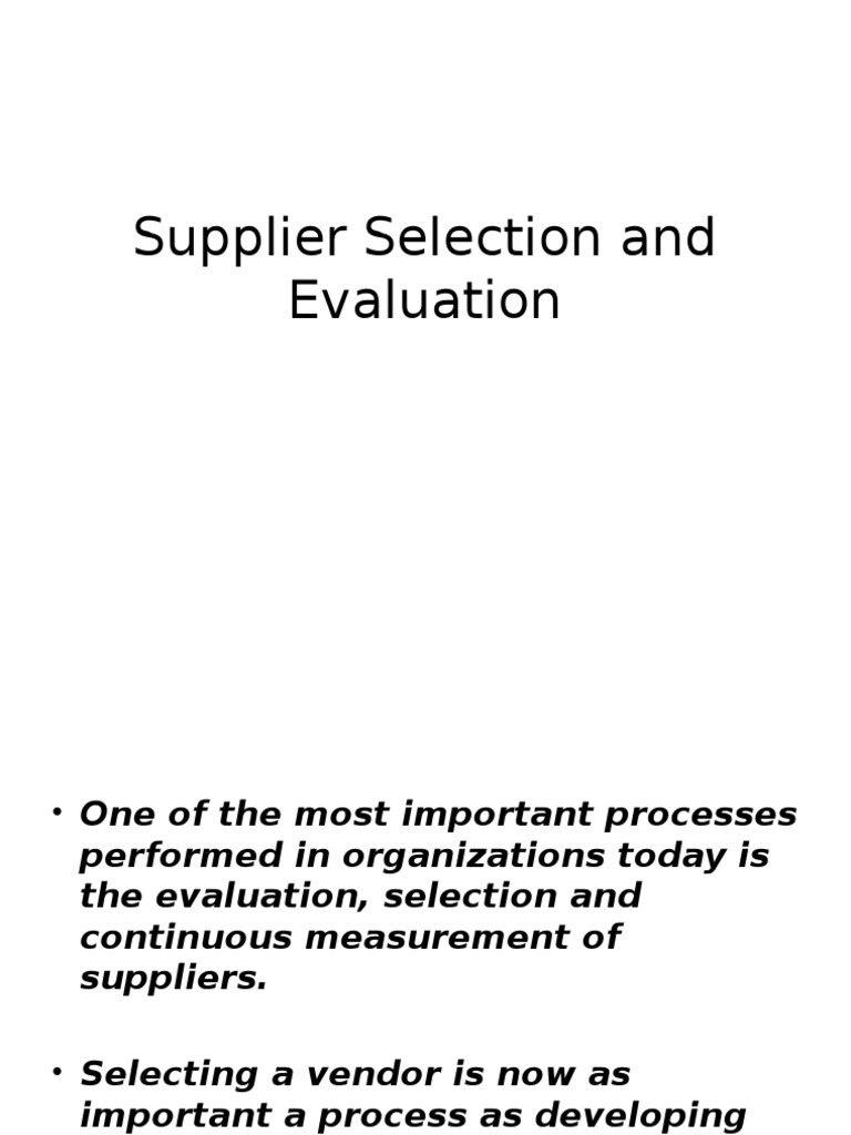 5 Supplier Selection and Evaluation | Download Free PDF | Supply Chain ...