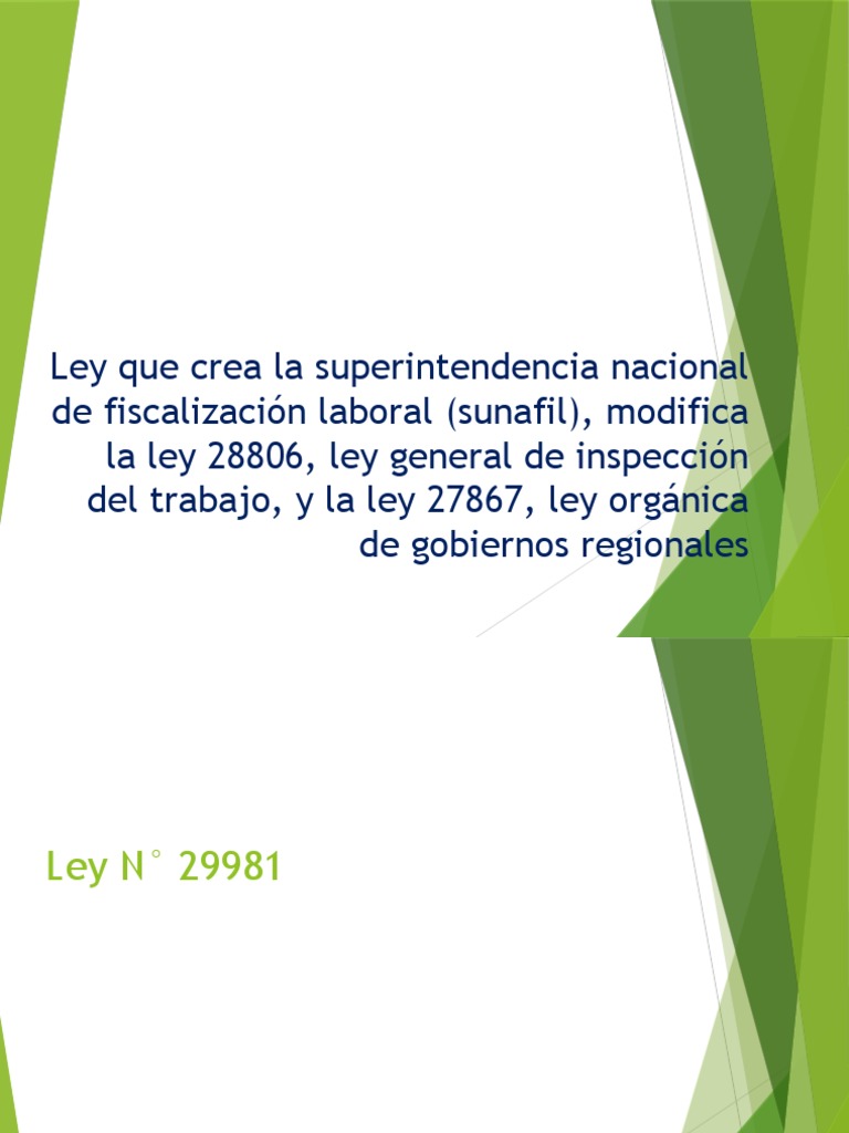 Ley N° 29981: Creación de SUNAFIL | PDF | Derecho laboral | Gobierno