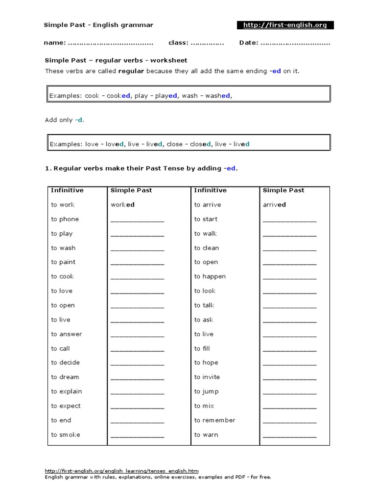 Simple Past 02 Exercises Worksheet | PDF | English Grammar | Linguistics