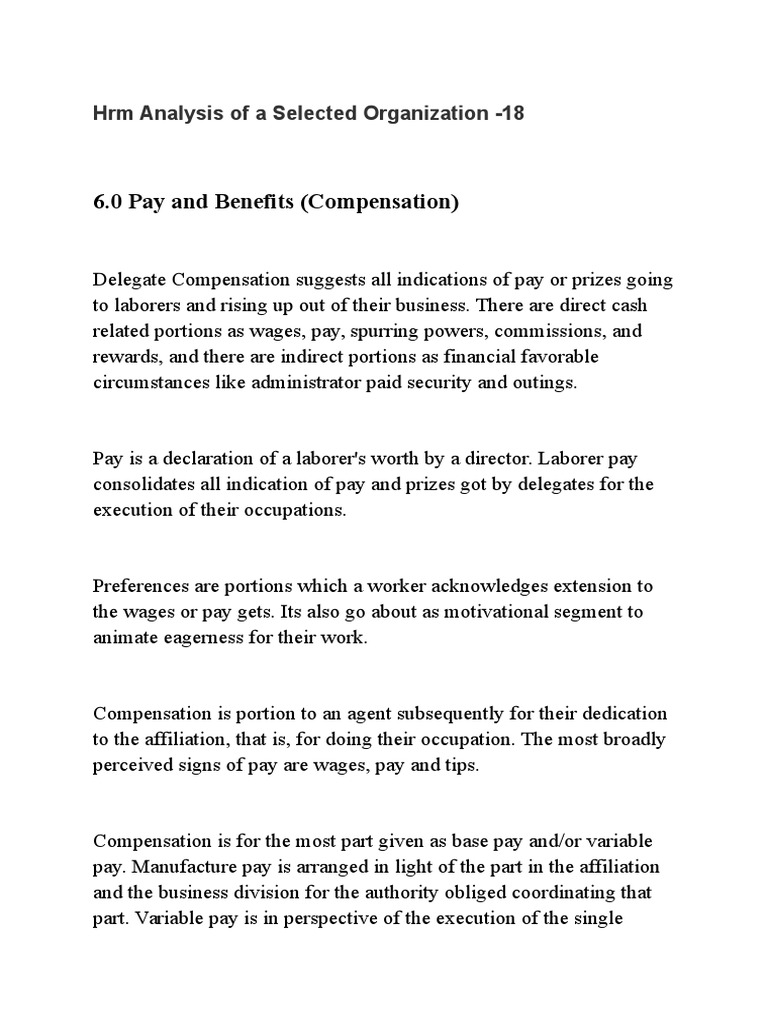 HRM Analysis of A Selected Organizati17 | PDF | Wage | Human Resource ...