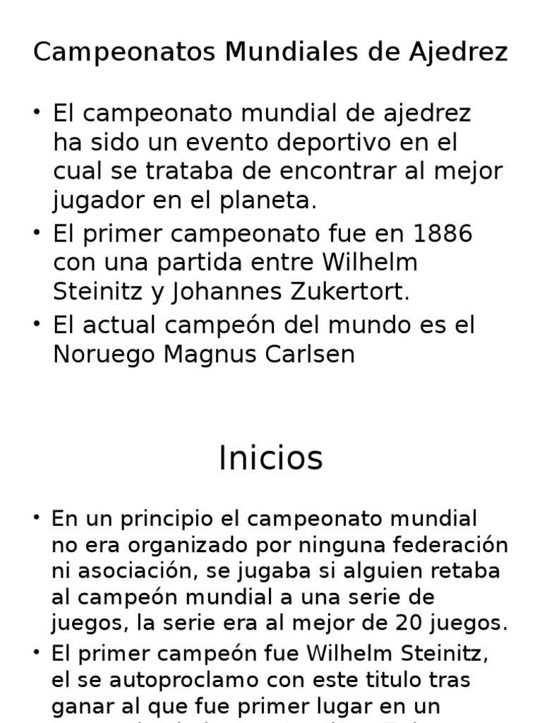 Historia del Campeonato Mundial de Ajedrez | PDF | Campeonato mundial ...