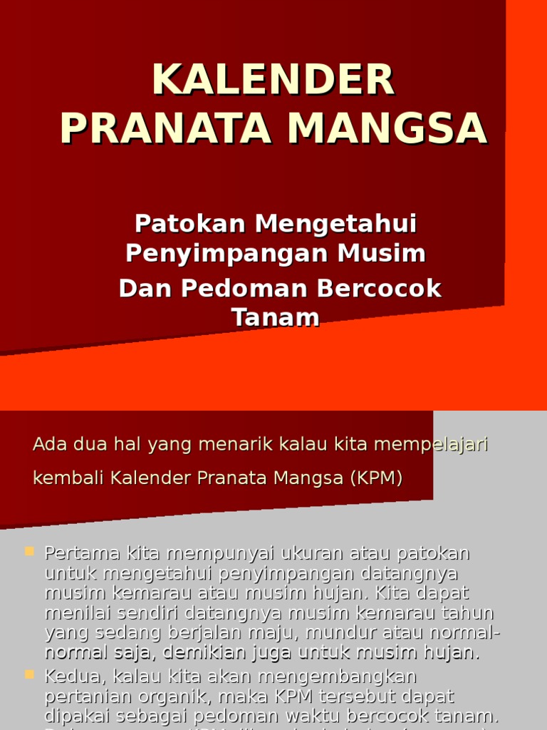 Kalender Pranata Mangsa untuk Pertanian | PDF | Sains & Matematika