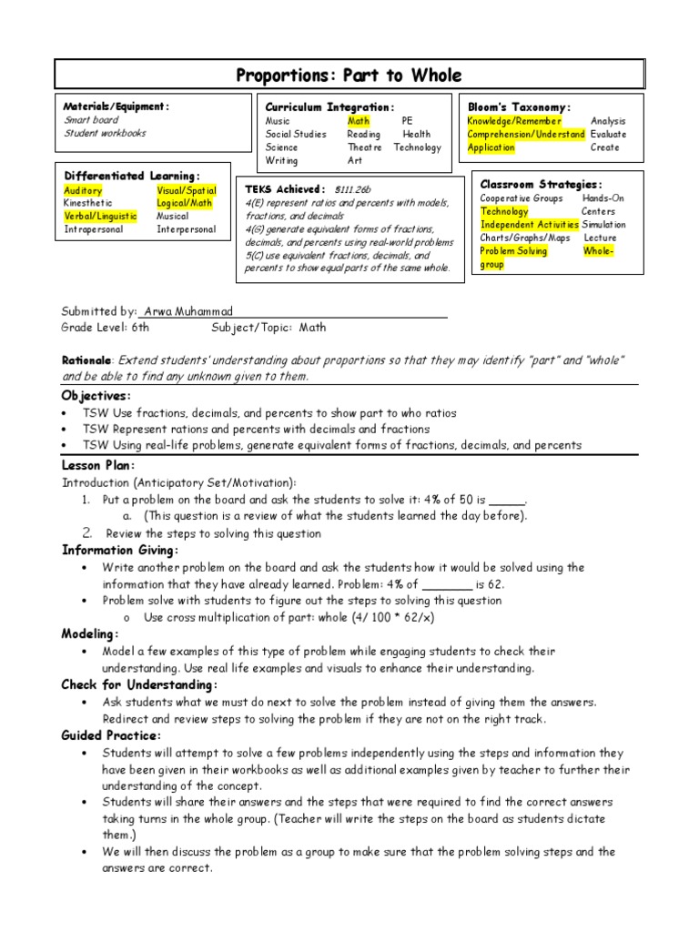 6th Grade Math Proportions | PDF | Understanding | Educational Assessment