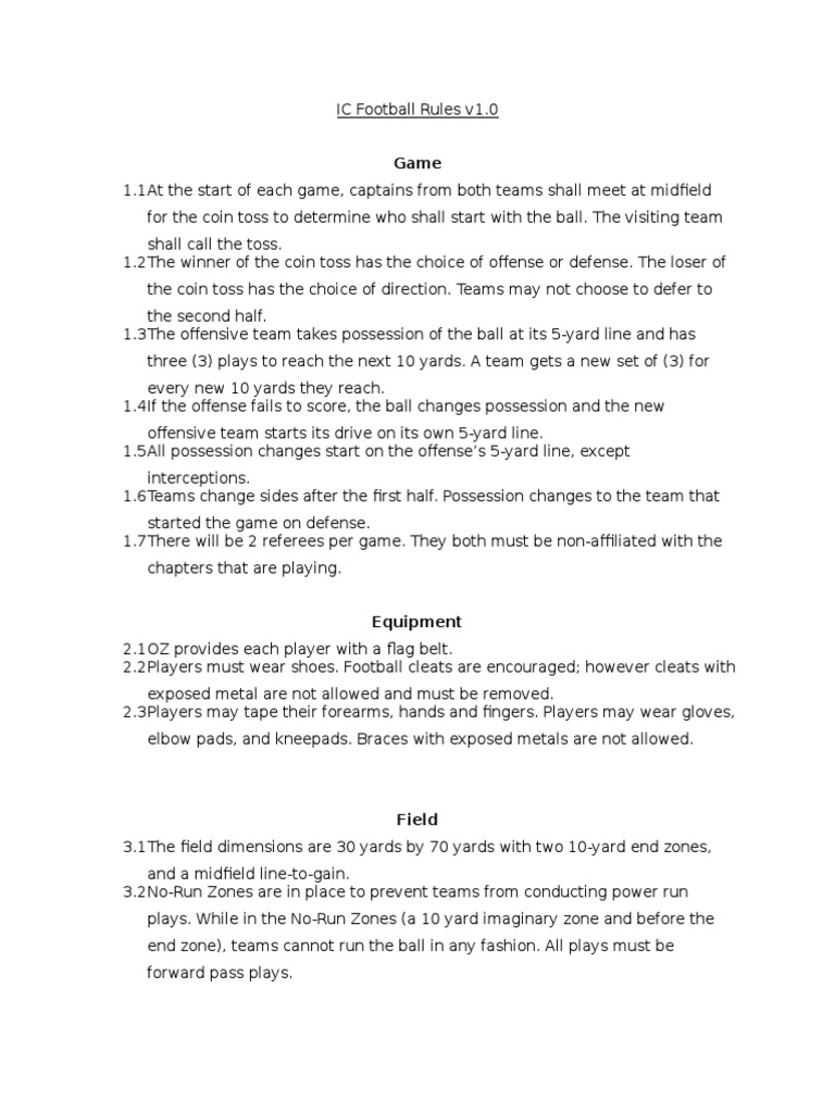IC Football Rules | PDF