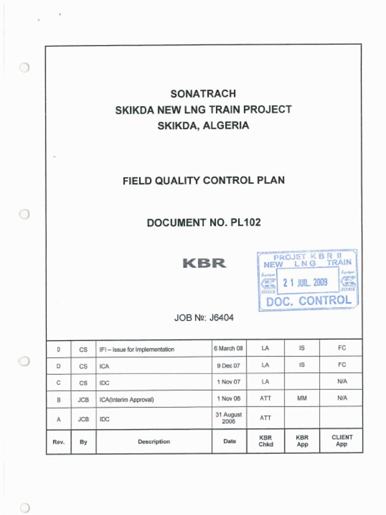 Field Quality Control Plan PDF