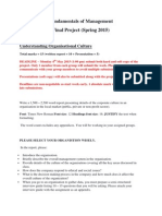 Fundamentals of Management Final Project (Spring 2015) : Understanding Organisational Culture